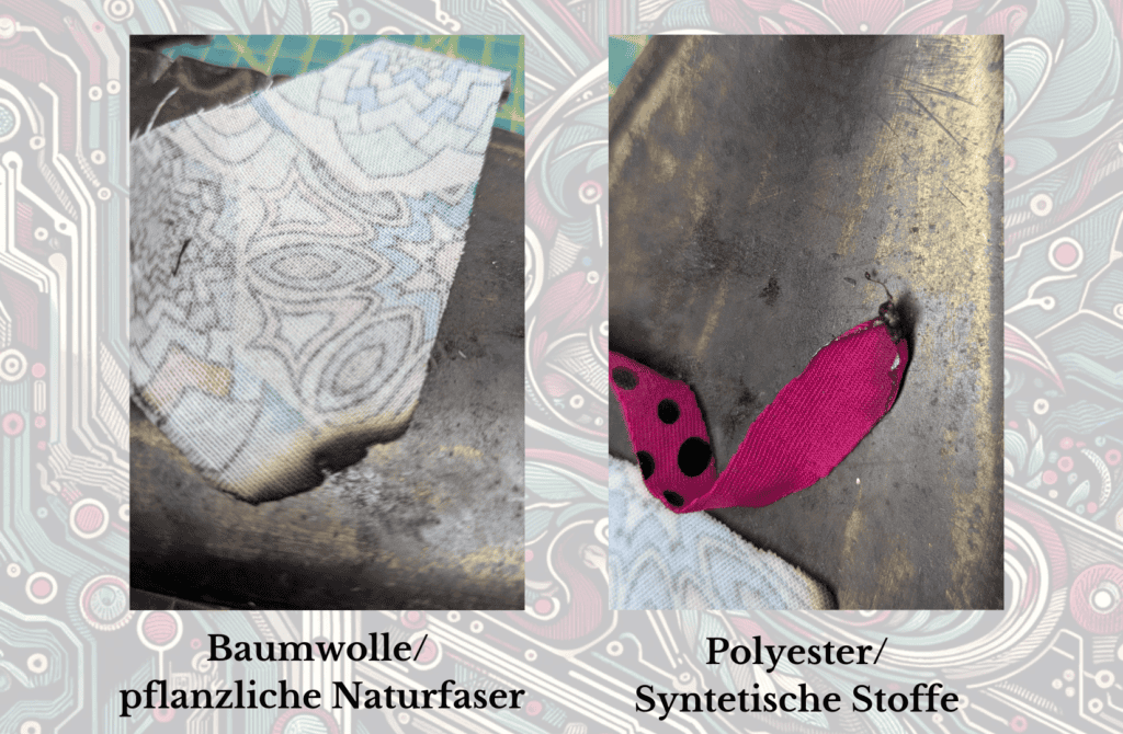 Brennprobe von Baumwolle und Polyester